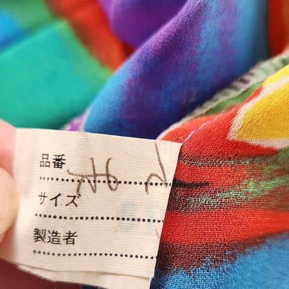 Red and Blue Button Down Sheer Blouse Kae Mei Womens Medium - Picture 6 of 6